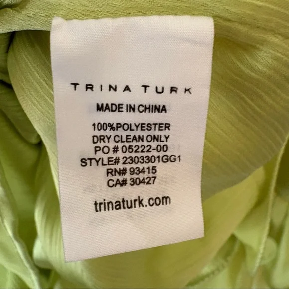 NWT Trina Turk FEATHER dress Lime Ruffle-Hem Mini Dress size medium - Picture 10 of 11